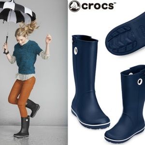 NWOT CROCS Crocband Jaunt Tall Rain Boots Navy 10